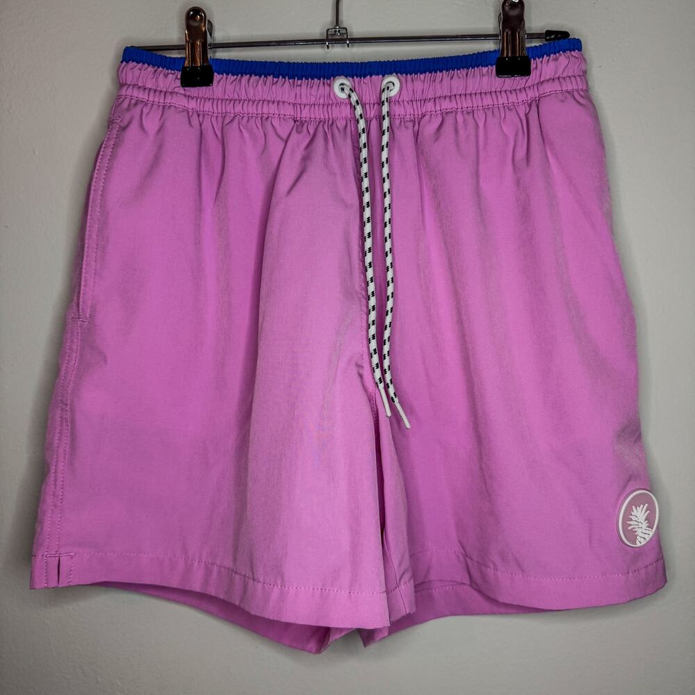 Chubbies Classic 5.5” Swim Trunks Pink Purple Lined Elastic Waist Small